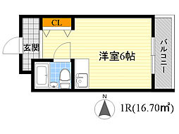 エサカファインクレスト ワンルームの間取図画像