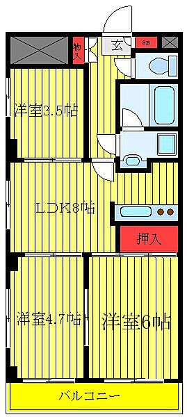 カーサ・フィオーレ 402｜東京都北区赤羽2丁目(賃貸マンション3DK・4階・48.10㎡)の写真 その2