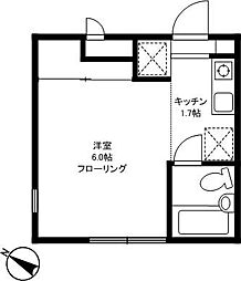 ベルム 1Kの間取図画像