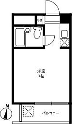 ユースフル都立大 ワンルームの間取図画像