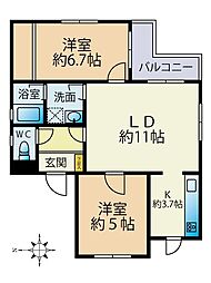 エクセレント桜新町 2LDKの間取図画像