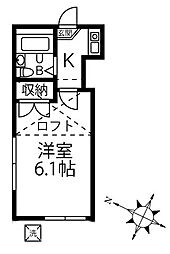 OM駒沢 1Kの間取図画像