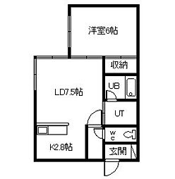 メモリアル東光 1LDKの間取図画像