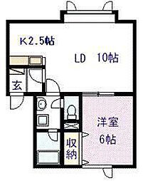 コーポ21世紀3 1LDKの間取図画像