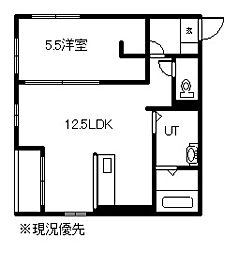 ブルーヒルト 1LDKの間取図画像