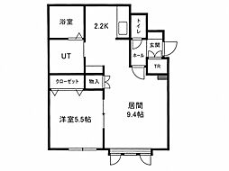 イースエピカA棟 1LDKの間取図画像