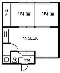 中宝マンション 2LDKの間取図画像