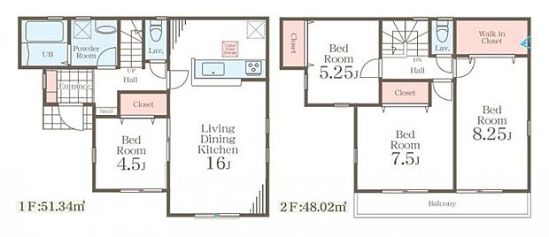【間取り図：4LDK】大型WICや全居室収納など設計士拘りの間取りになっております。