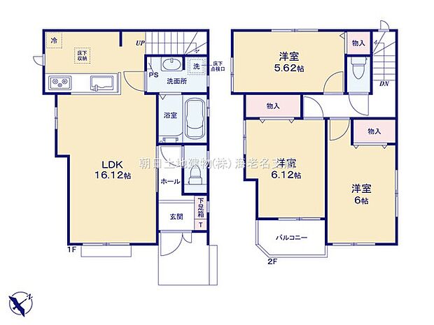 【間取り図：3LDK】リビングイン階段や全居室収納など設計士拘りの間取りになっております。