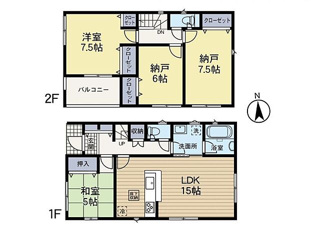 【間取り図：4LDK】便利な廊下収納や各居室収納など収納豊富な間取りになっております。