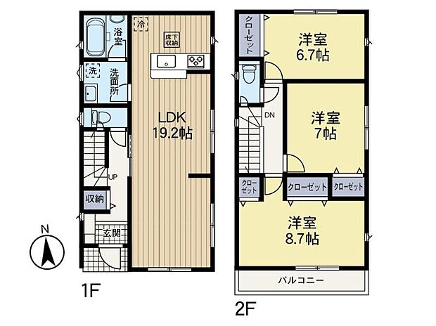 【間取り図：4LDK】便利な廊下収納や各居室収納など収納豊富な間取りになっております。
