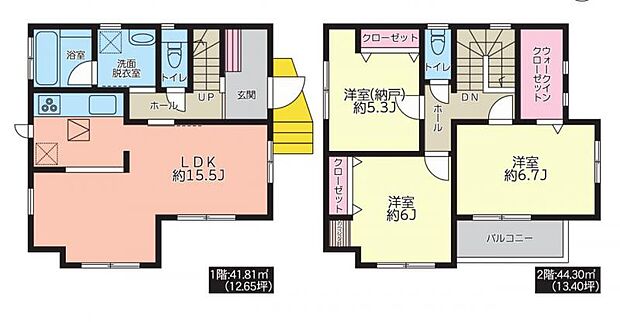 【間取り図：2SLDK】大型WICや各居室収納、スタディーカウンターなど設計士拘りの間取りになっております。