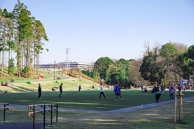 【芹沢公園】650ｍ　1〜3歳用の遊具もあって、しっかり囲われているので、よちよち歩きのお子さんも安心して遊べます。