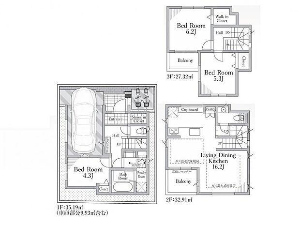 【間取り図：3LDK】大型WICや便利なSICなど設計士拘りの間取りになっております。