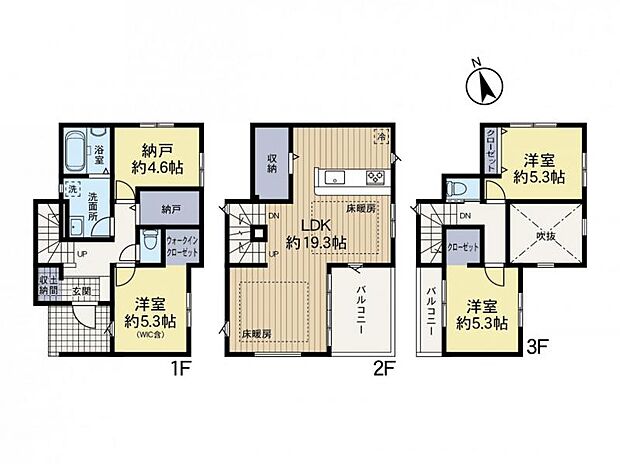 【間取り図:3SLDK】大型WICや広々納戸など拘りの間取りをぜひご確認ください!