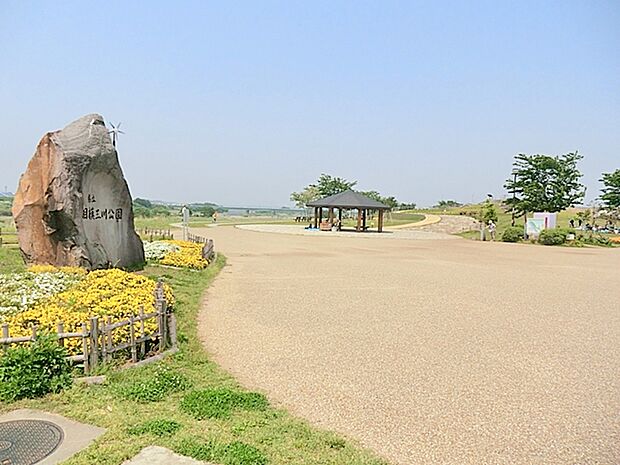 【県立相模三川公園】480m 季節ごとのお花が咲いていてとても気持ちがいいところです。空が広く景色が開けて相模川の風を感じ、大山が望める手入れの行き届いた素敵な公園です。