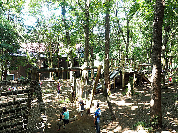 【少年の森】650m 昭和55年の子どもの日に作られた施設です。アスレチックコースや木製遊具、じゃぶじゃぶ池で思いっきり遊べます。