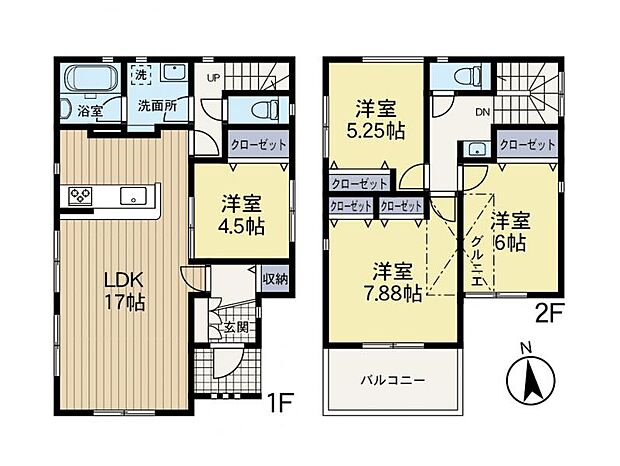 【間取り図：4LDK】嬉しいリネン棚や便利なセカンド洗面など設計士拘りの間取りになっております。
