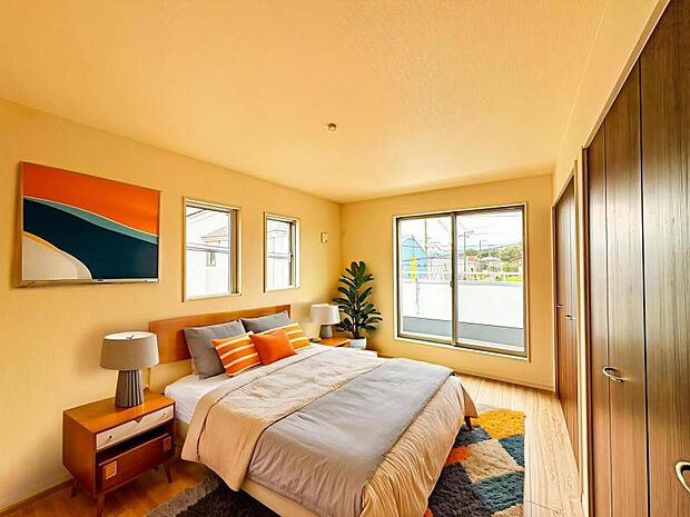 【2面採光で明るい洋室：8.5帖】※画像は実際の室内写真を基に家具・調度品の配置例をCG合成したもので、実際とは多少異なります。また、家具等は販売価格に含まれません。