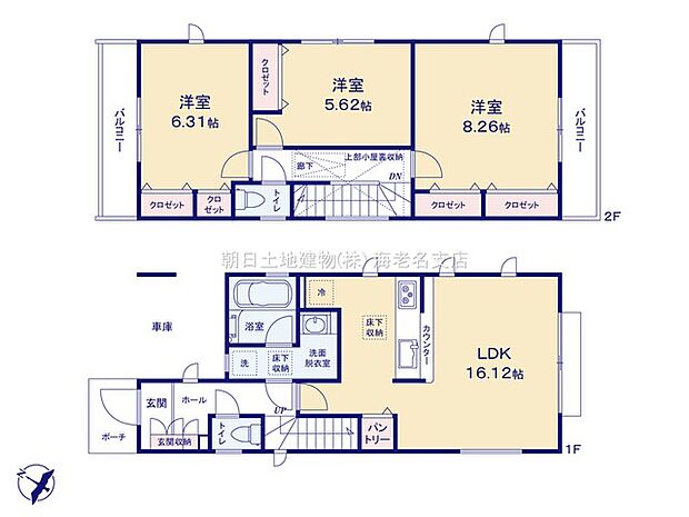【間取り図:3LDK】便利なパントリーや小屋裏収納に各居室収納など収納豊富な間取りになっております♪