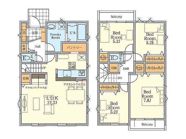 【間取り図:4LDK】うれしい大型パントリーやSIC、2ヵ所の廊下収納など拘りの間取りになっております♪