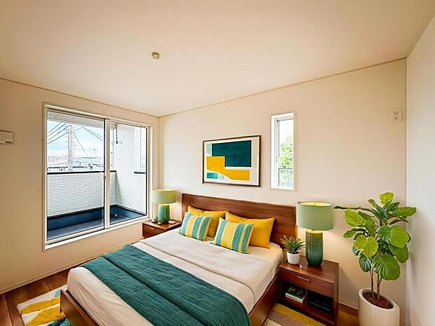 【2面採光で明るい洋室:6帖】窓の数が多く朝から明るい日差しが差し込みます♪