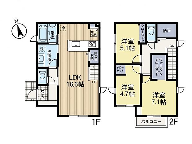 【間取り図：4LDK】便利なWICや嬉しい勝手口など隅々まで設計士の拘りがございます。ぜひ、現地にてご確認ください！