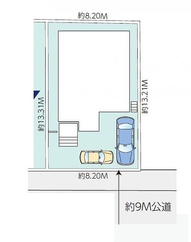 【区画図:カースペース 2 台可能】