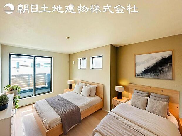 【寝室】時間がゆったりと流れるのを感じるプライベート空間です。リビングで楽しくすごしたあとはリラックスタイムを愉しめます。※家具等はCG合成となります。