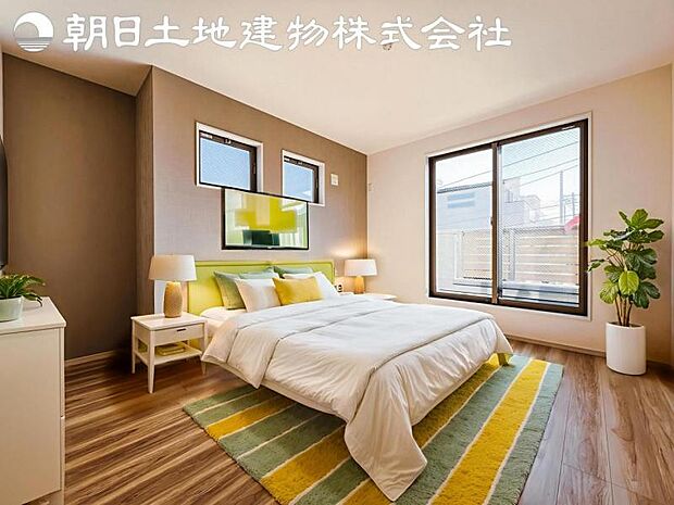 【寝室】時間がゆったりと流れるのを感じるプライベート空間です。リビングで楽しくすごしたあとはリラックスタイムを愉しめます※家具等はCG合成です。