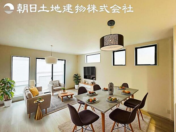 【リビング】ご家族の一日のはじまりも一日の終わりも、いつもこの空間から。お家のなかで特にこだわって頂きたい空間です。※家具等はCG合成となります。