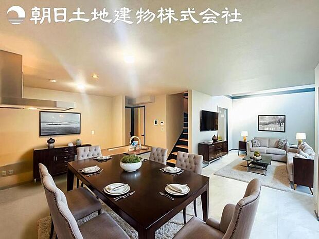 【リビング】静寂も喧騒も楽しめるご家族のお気に入りの大空間。いつまでもその場にいたくなる心地よさがご家族を繋げます。※家具等はCG合成です。