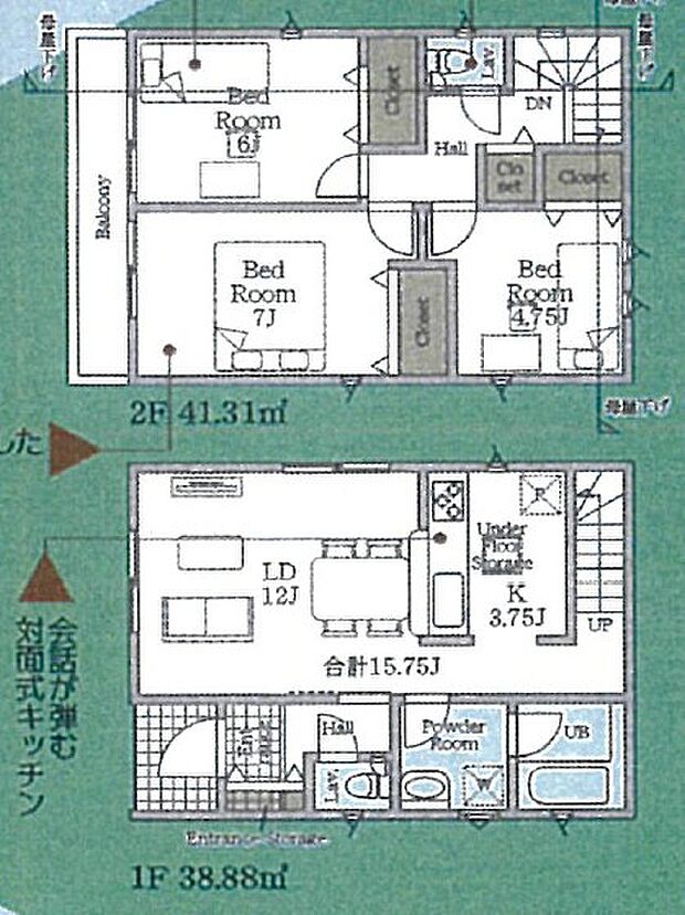 【間取り図：3LDK】リビングイン階段や各居室収納など拘りの間取り設計になっております。