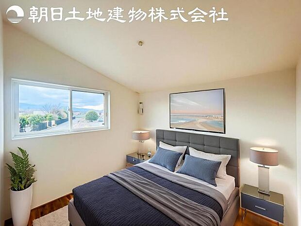 【寝室】時間がゆったりと流れるのを感じるプライベート空間です。リビングで楽しくすごしたあとはリラックスタイムを愉しめます。※家具等はCG合成です。