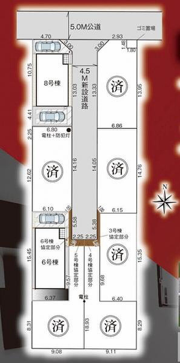 【全体区画図:全棟広々カースペース完備】