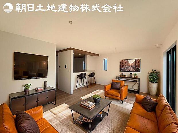 【リビング】家族の団欒ができる18帖のゆったりとしたLDKです。※画像の家具等はCG合成となります。