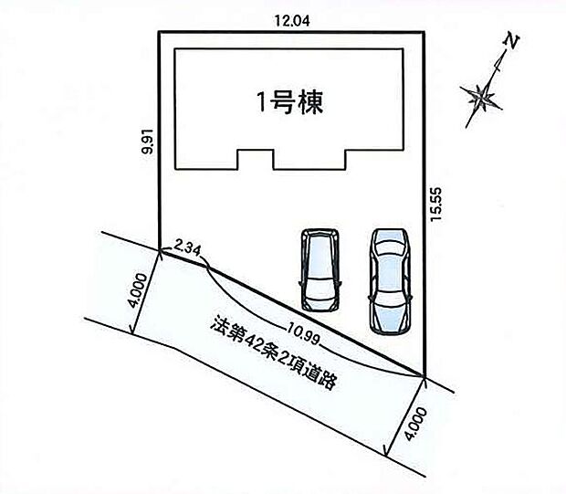 【区画図：カースペース並列 2 台可能】