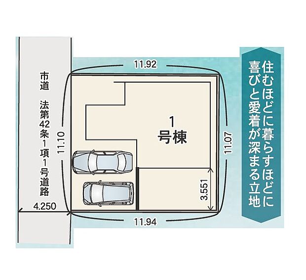 【区画図:カースペース並列 2 台可能】