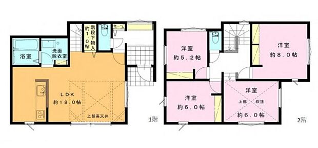 【間取り図:4LDK】天井高が高く開放感を感じられる設計の4LDKです。