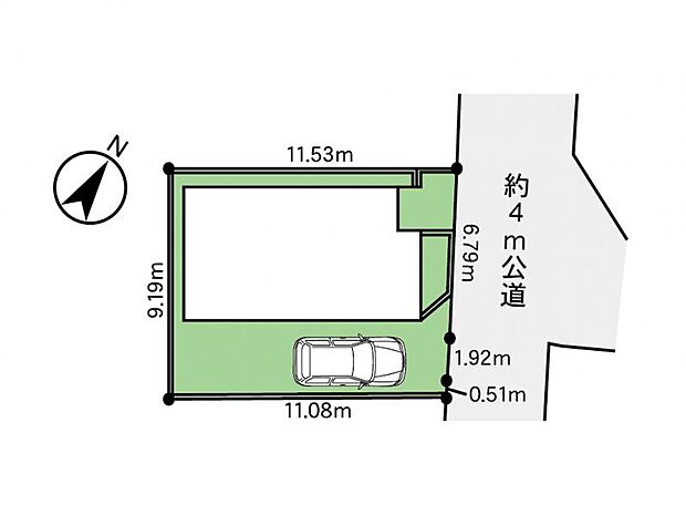 【区画図：カースペース 2 台可能】