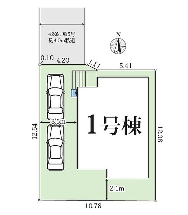 【区画図:カースペース 2 台可能】