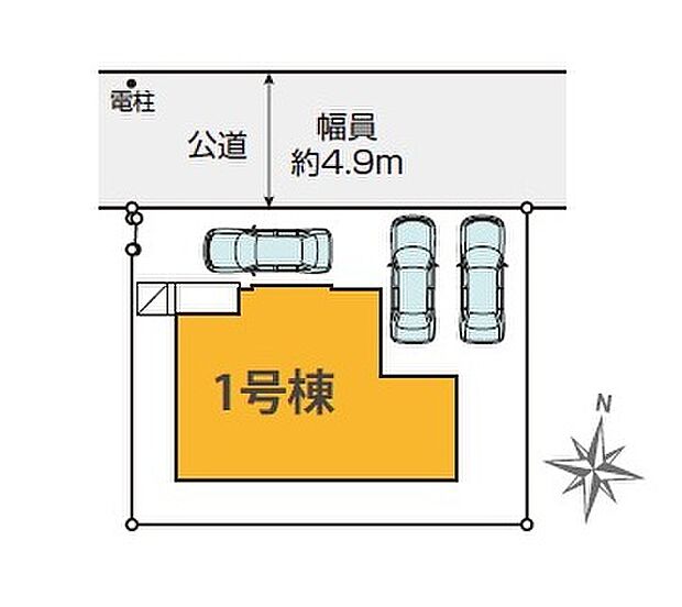 【区画図：カースペース 3 台可能】