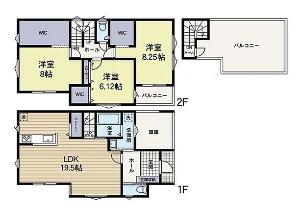 【間取り図:3LDK】便利な大型のWICやうれしいパントリーに屋上バルコニーなど設計士拘りの間取りになっております。