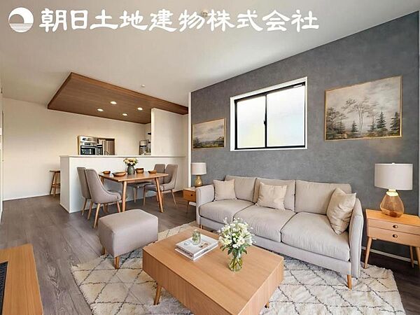 【リビング】静寂も喧騒も楽しめるご家族のお気に入りの大空間。いつまでもその場にいたくなる心地よさがご家族を繋げます。※家具等はCG合成です。