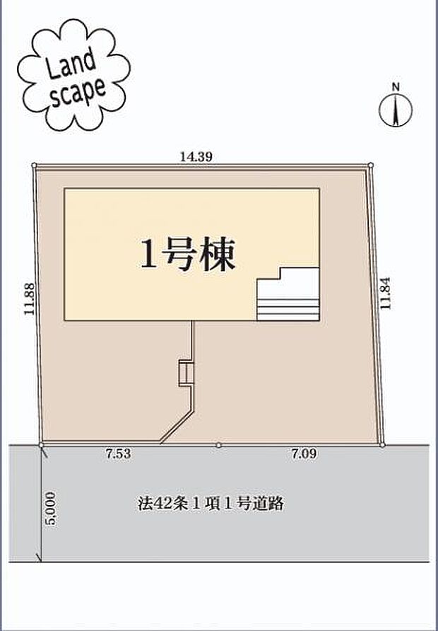 【区画図】駐車場並列2台（車種による）＋庭付きの広々とした区画です。