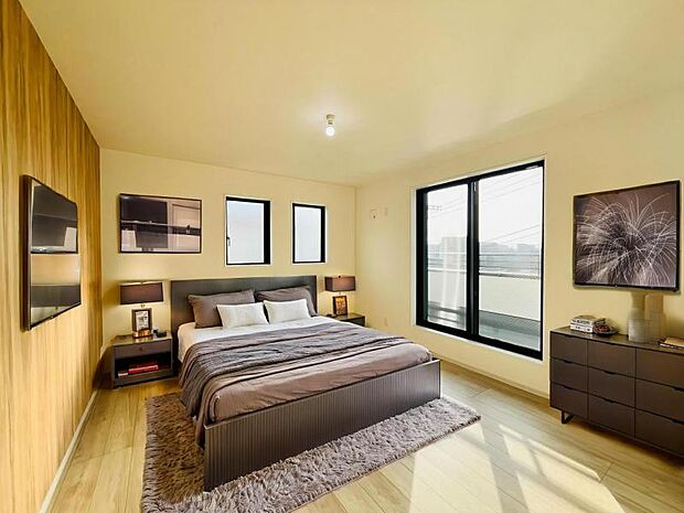 【寝室】時間がゆったりと流れるのを感じるプライベート空間です。※家具等はCG合成となります。