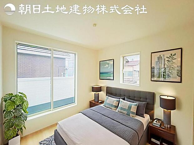 【寝室】時間がゆったりと流れるのを感じるプライベート空間です。リビングで楽しくすごしたあとはリラックスタイムを愉しめます。※家具等はCG合成となります。