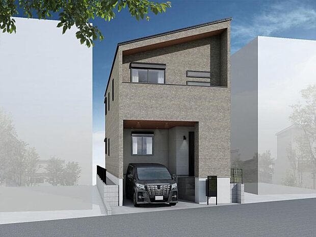 【完成予想図（外観）】スタイリッシュな外観の分譲住宅が完成予定です。