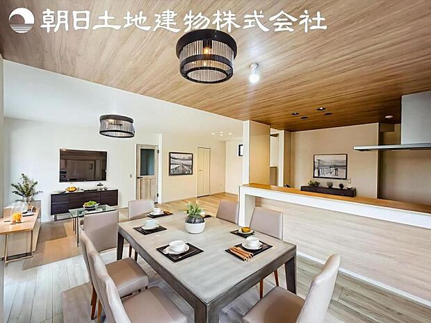 【リビング】開口部からたくさんの採光が望める快適空間となりご家族が集まりやすいリビングです。※家具等はCG合成となります。