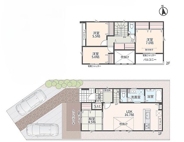 【間取り図】リビング吹き抜けは開放感を演出してくれます。